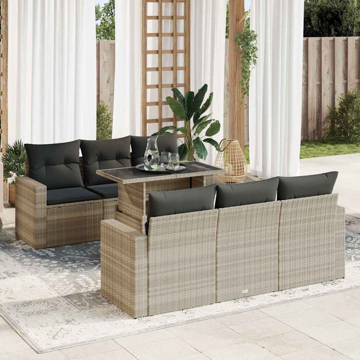 sofasæt til haven 7 dele med hynder polyrattan lysegrå