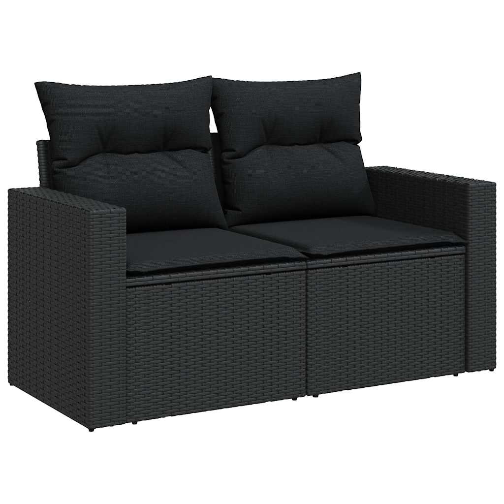 sofasæt til haven 7 dele med hynder polyrattan sort