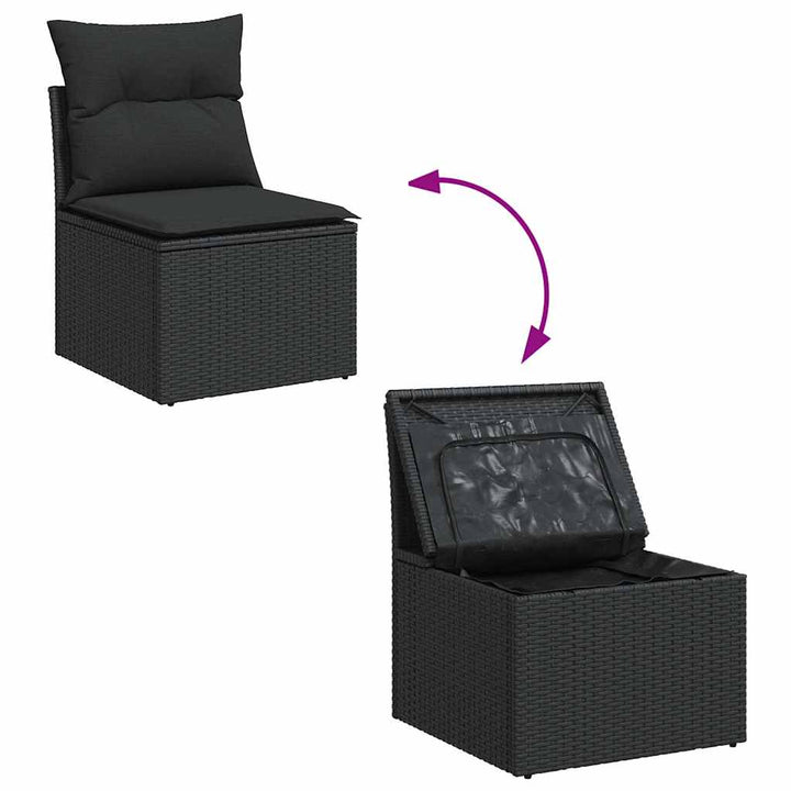 sofasæt til haven 7 dele med hynder polyrattan sort