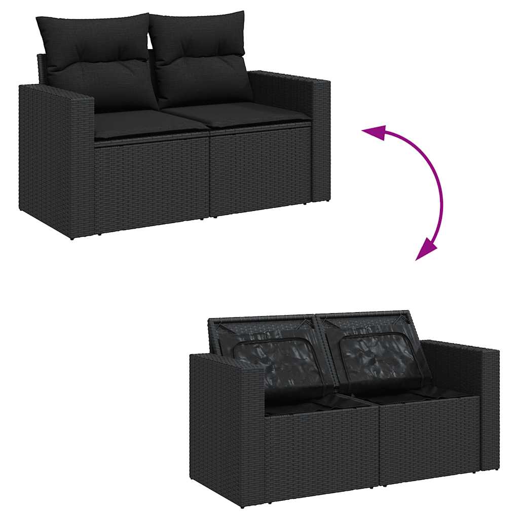 sofasæt til haven 7 dele med hynder polyrattan sort