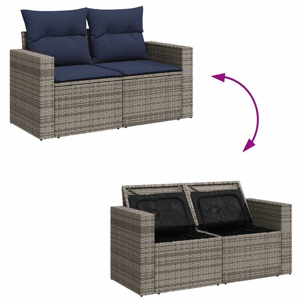 sofasæt til haven 8 dele med hynder polyrattan akacietræ grå