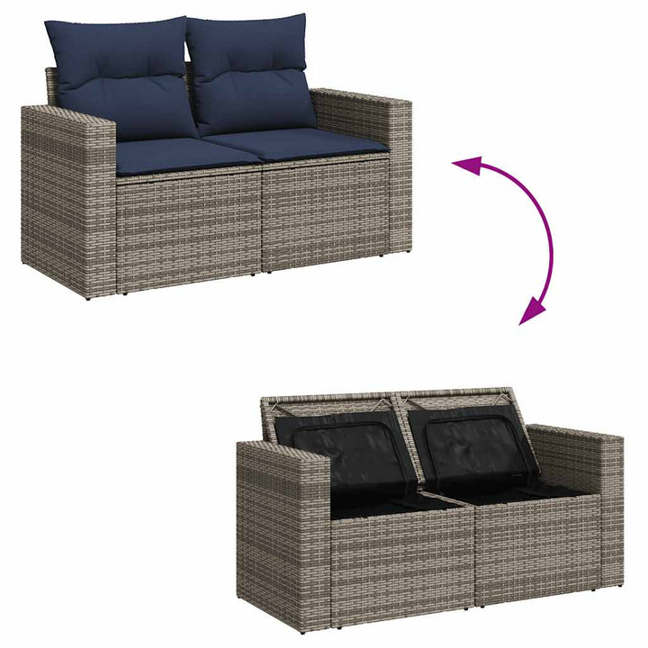 sofasæt til haven 8 dele med hynder polyrattan akacietræ grå