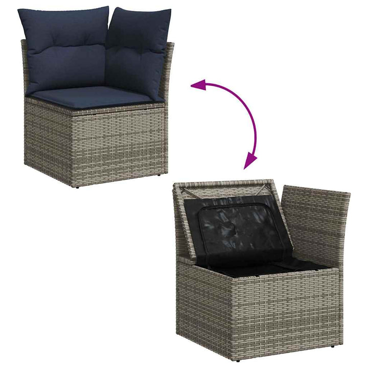 sofasæt til haven 8 dele med hynder polyrattan akacietræ grå