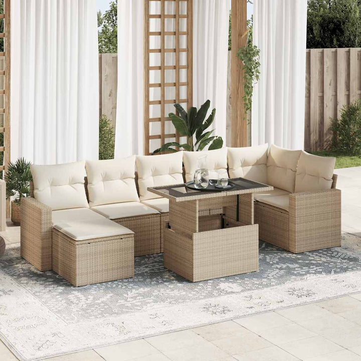 sofasæt til haven 8 dele med hynder polyrattan beige
