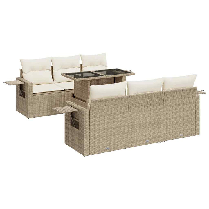 sofasæt til haven 7 dele med hynder polyrattan beige