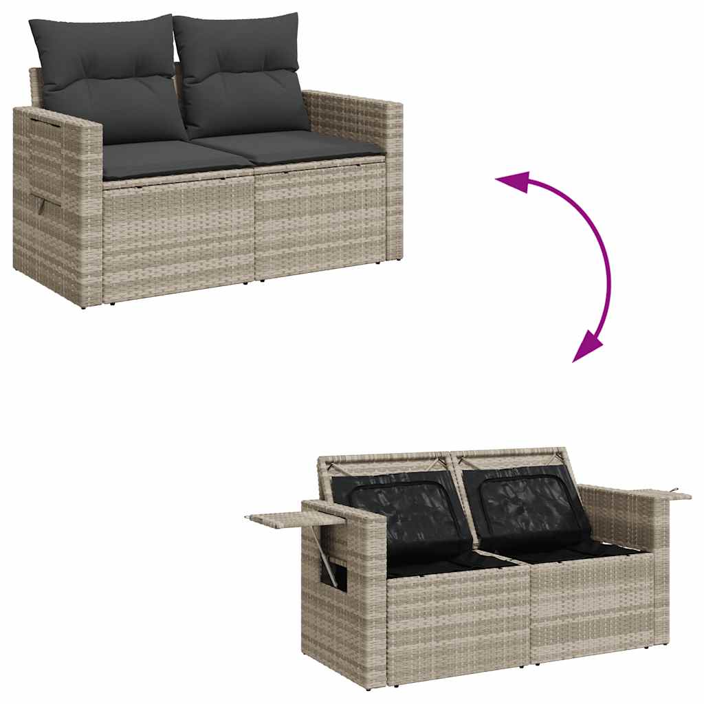 sofasæt til haven 7 dele med hynder polyrattan lysegrå