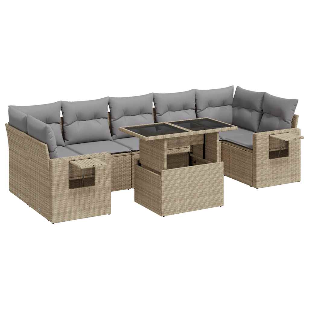 sofasæt til haven 8 dele med hynder polyrattan beige