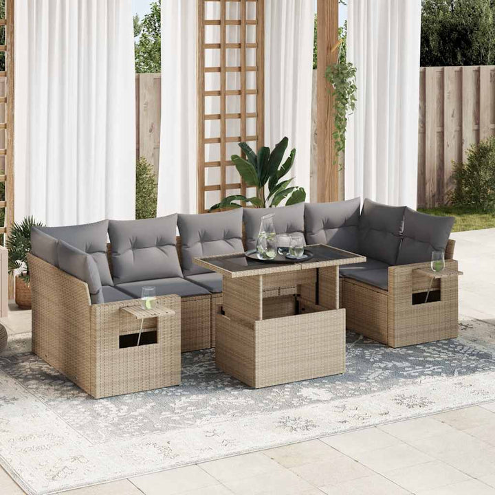 sofasæt til haven 8 dele med hynder polyrattan beige