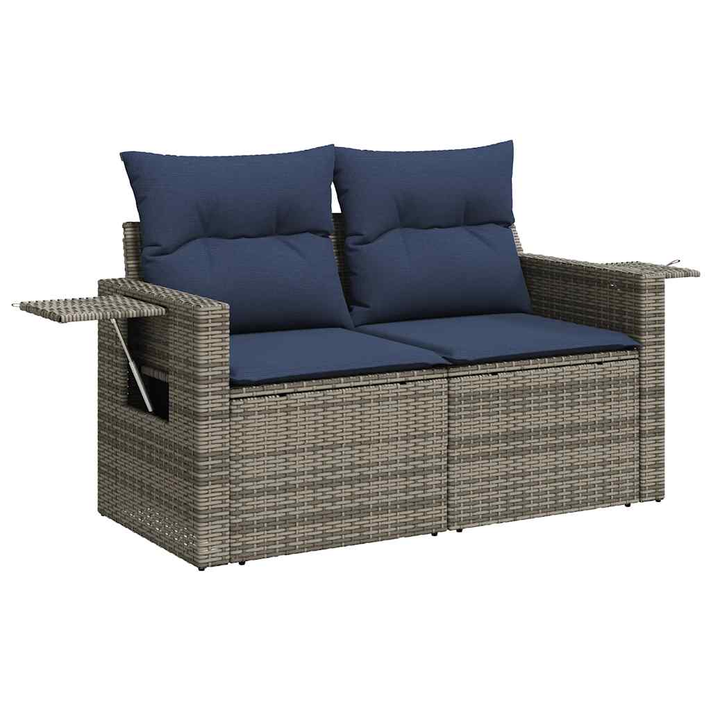 sofasæt til haven 8 dele med hynder polyrattan akacietræ grå