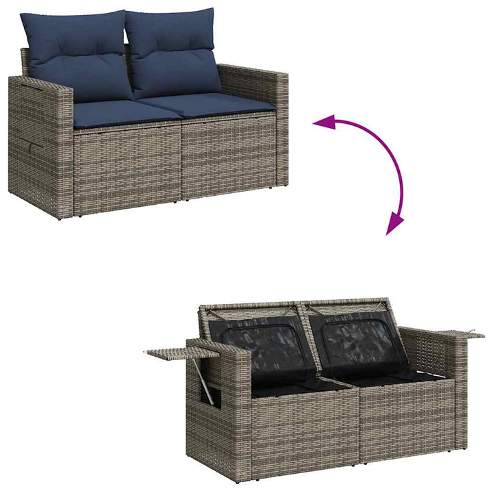 sofasæt til haven 8 dele med hynder polyrattan akacietræ grå
