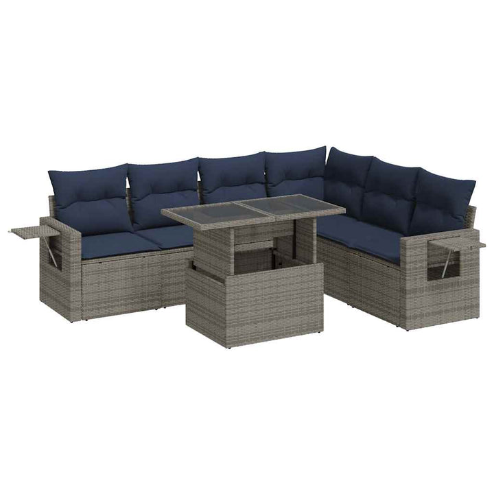 sofasæt til haven 7 dele med hynder polyrattan grå