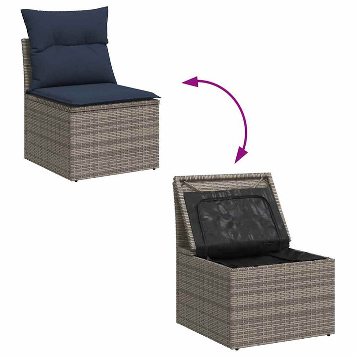 sofasæt til haven 7 dele med hynder polyrattan grå