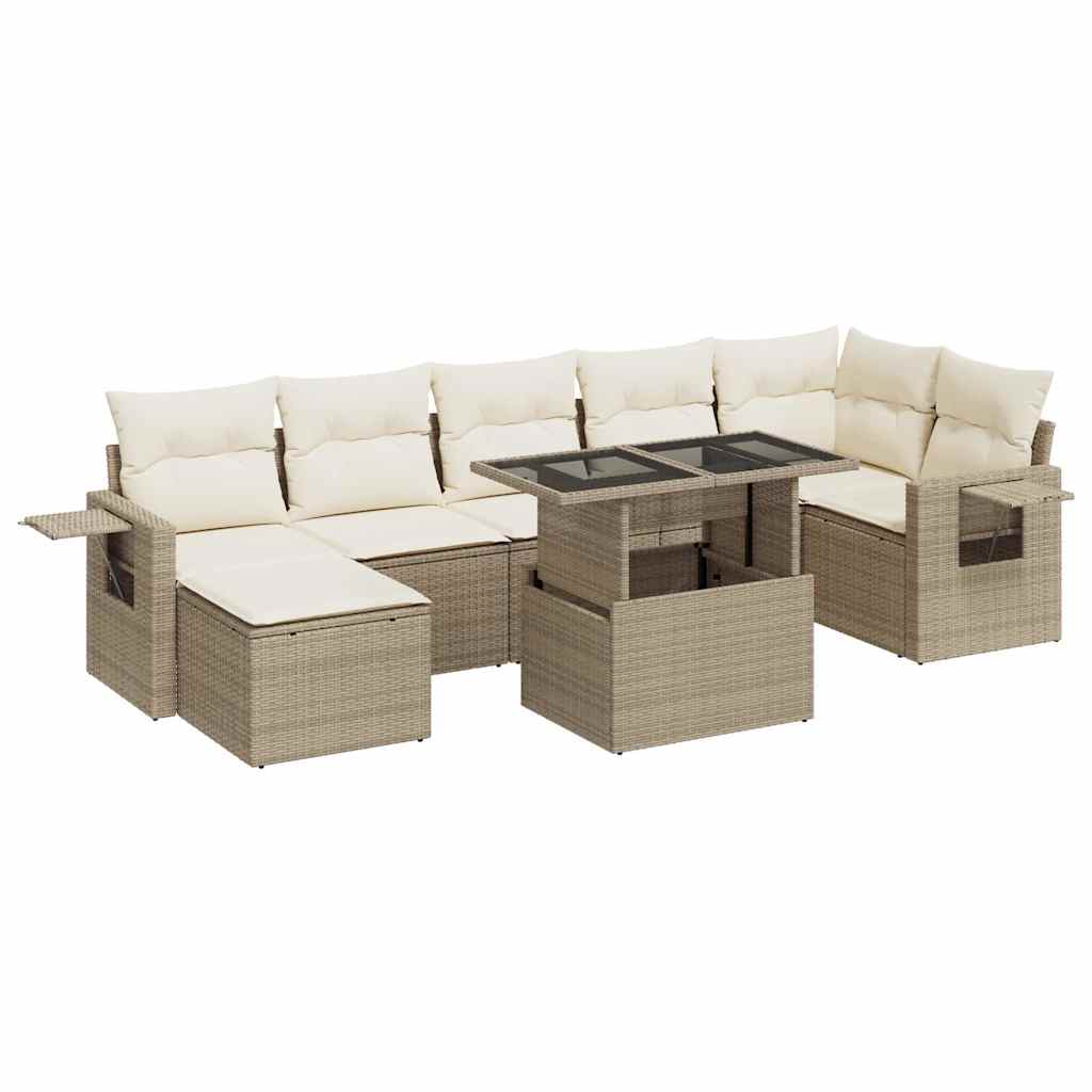 sofasæt til haven 8 dele med hynder polyrattan beige