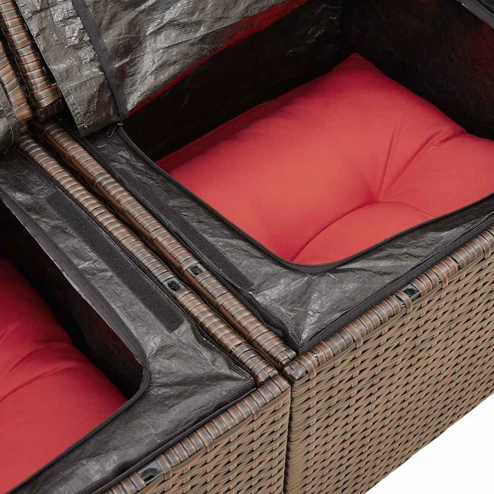 sofasæt til haven 7 dele med hynder polyrattan akacietræ brun