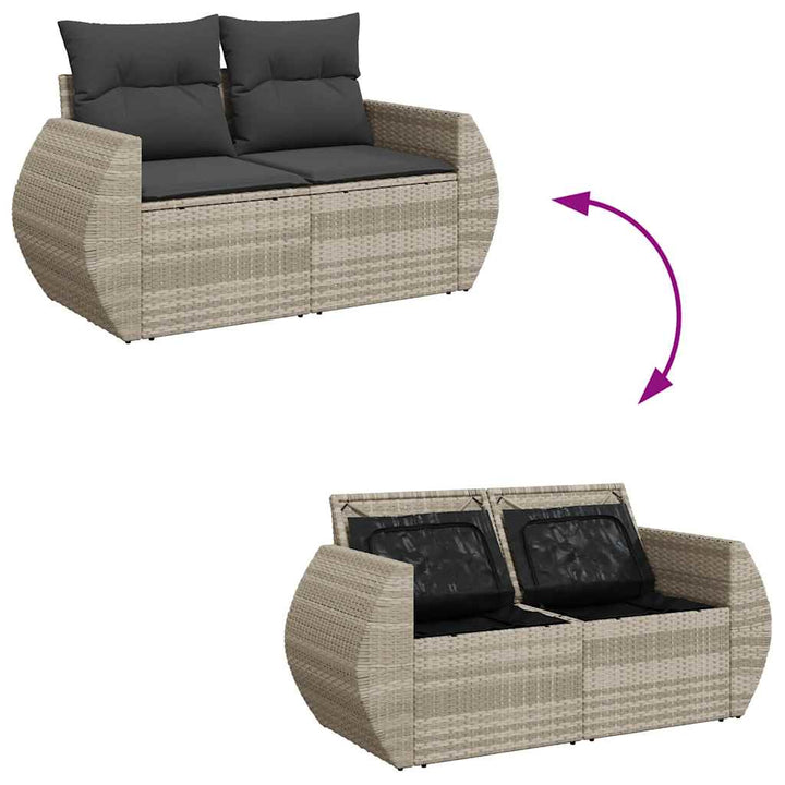 sofasæt til haven 7 dele med hynder polyrattan lysegrå