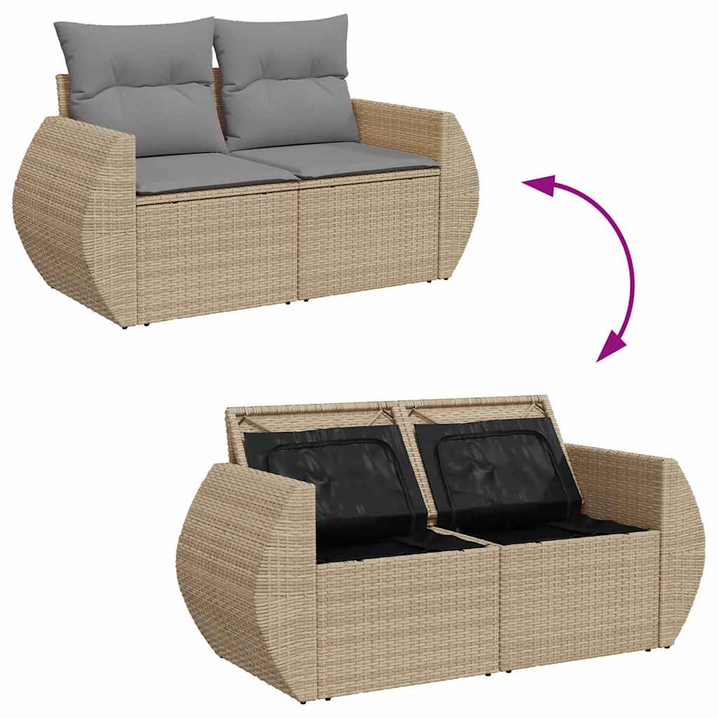 sofasæt til haven 8 dele med hynder polyrattan beige