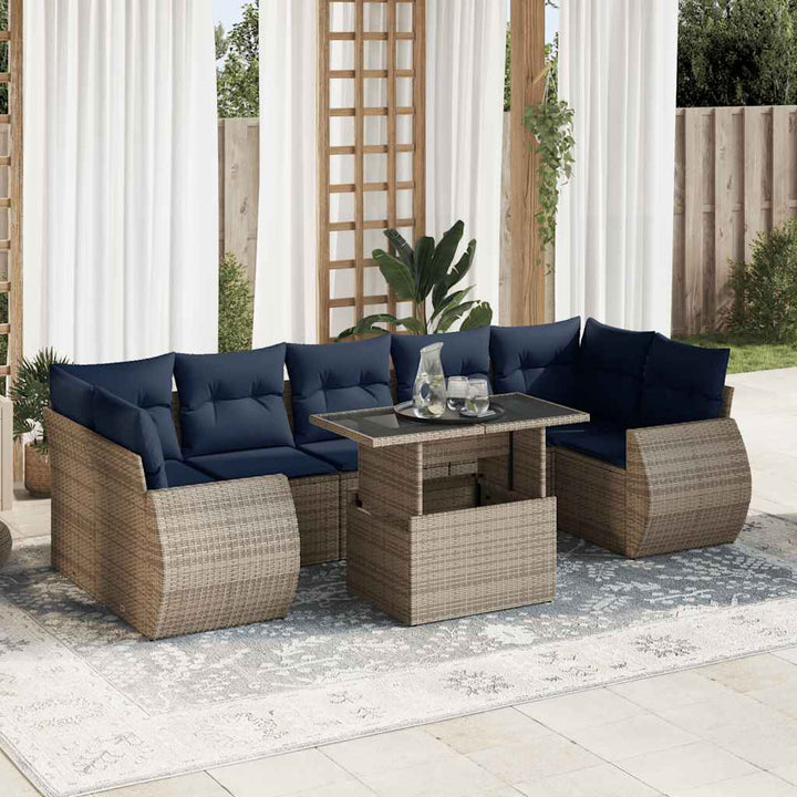 sofasæt til haven 8 dele med hynder polyrattan akacietræ grå