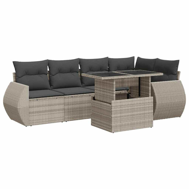 sofasæt til haven 7 dele med hynder polyrattan lysegrå