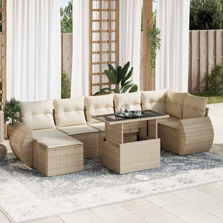 sofasæt til haven 8 dele med hynder polyrattan beige