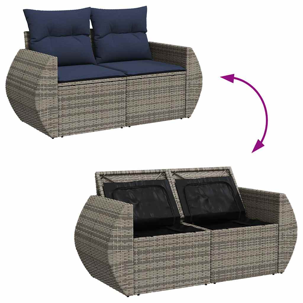 sofasæt til haven 8 dele med hynder polyrattan akacietræ grå