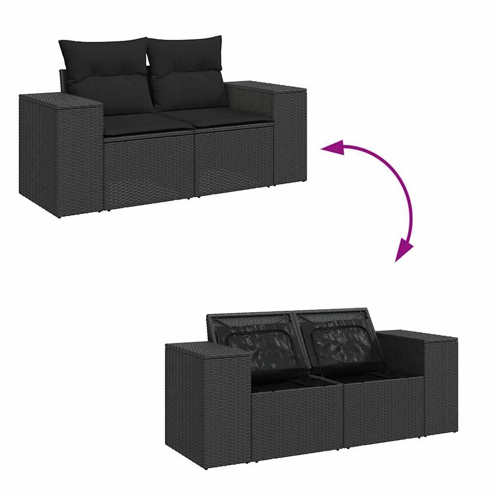 sofasæt til haven 7 dele med hynder polyrattan sort