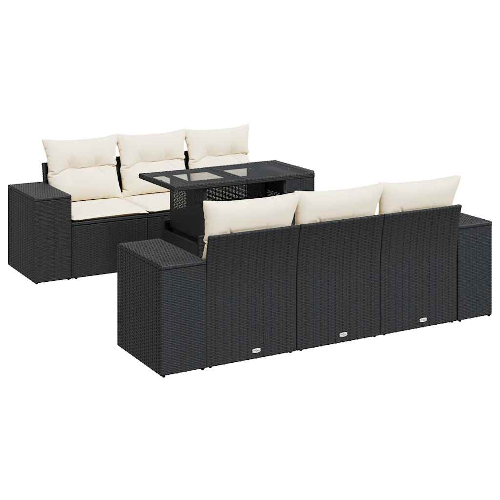 sofasæt til haven 7 dele med hynder polyrattan sort