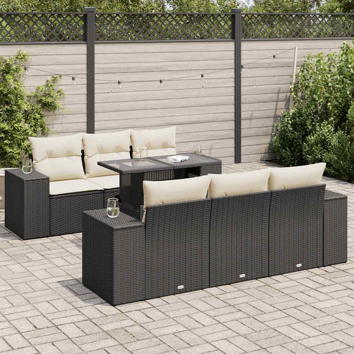 sofasæt til haven 7 dele med hynder polyrattan sort