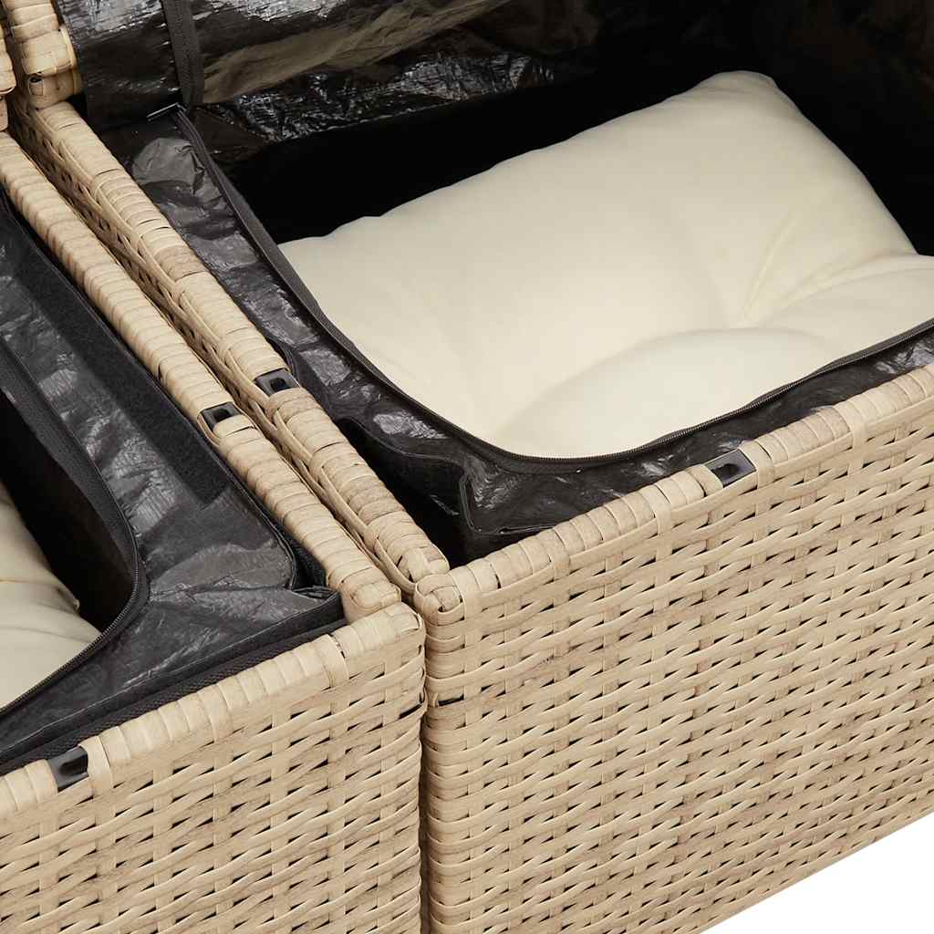 sofasæt til haven 7 dele med hynder polyrattan beige