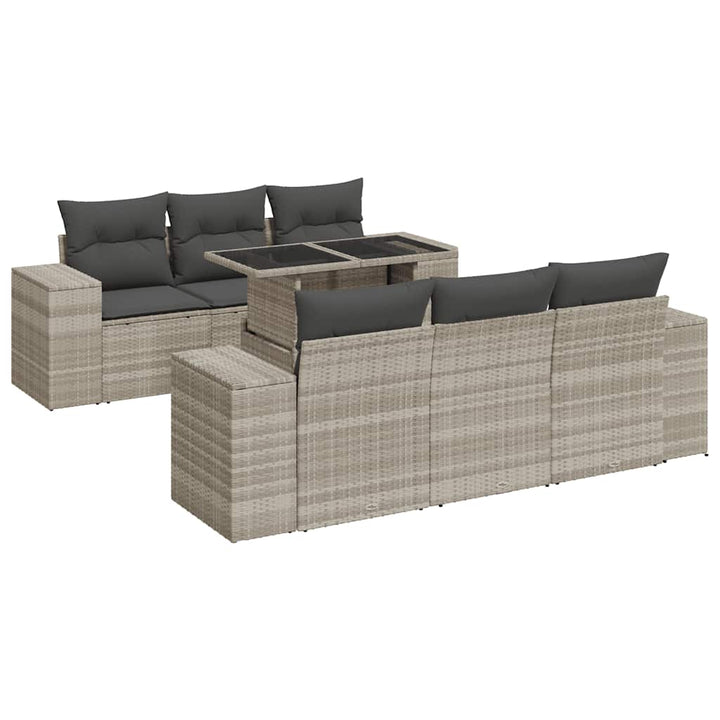sofasæt til haven 7 dele med hynder polyrattan lysegrå