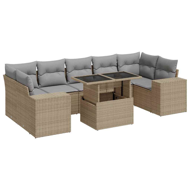 sofasæt til haven 8 dele med hynder polyrattan beige