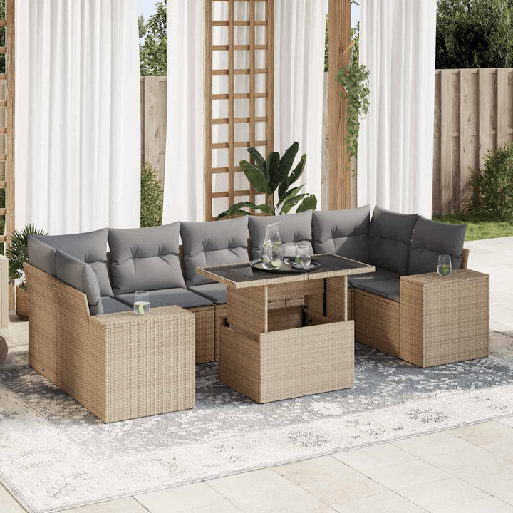 sofasæt til haven 8 dele med hynder polyrattan beige