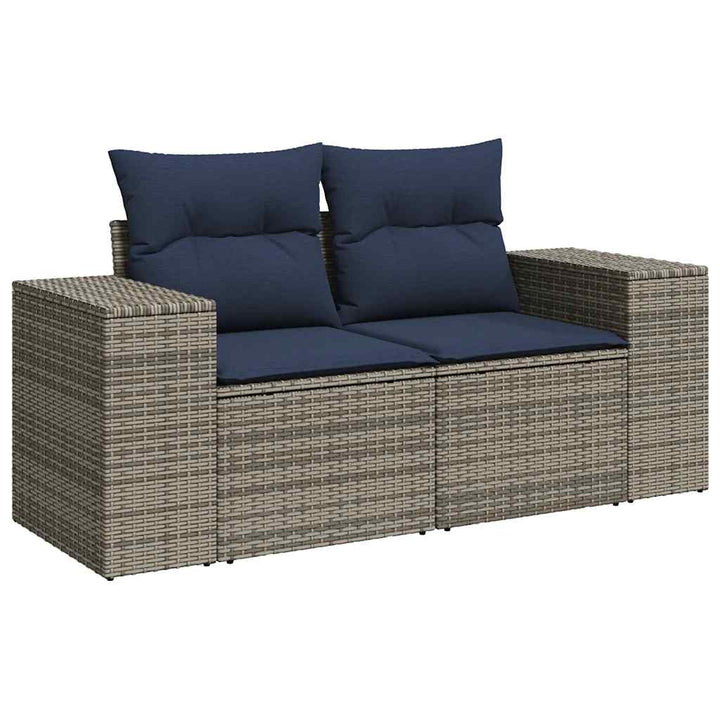 sofasæt til haven 8 dele med hynder polyrattan akacietræ grå