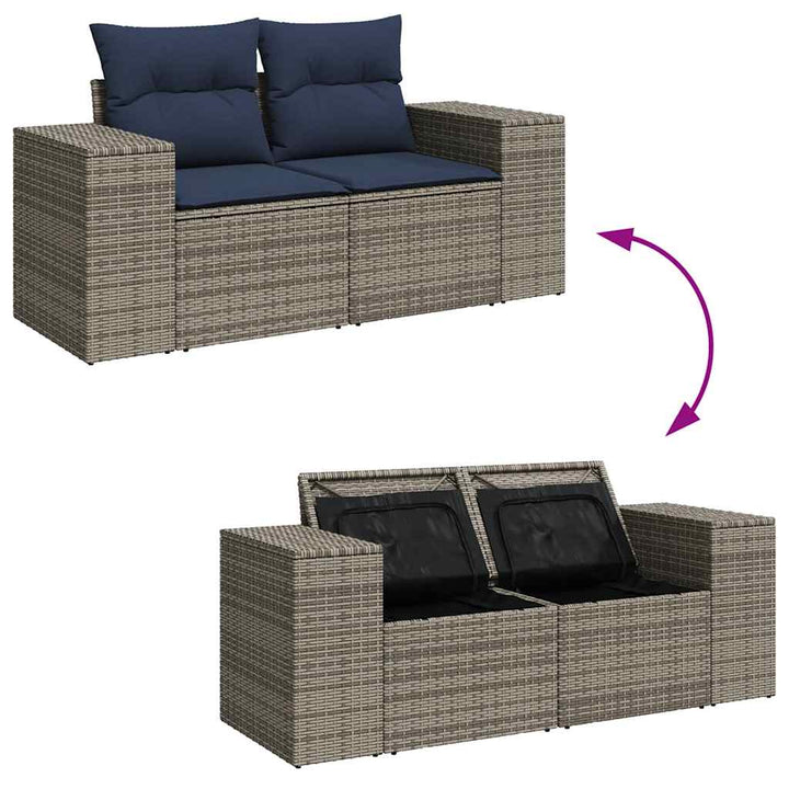 sofasæt til haven 8 dele med hynder polyrattan akacietræ grå