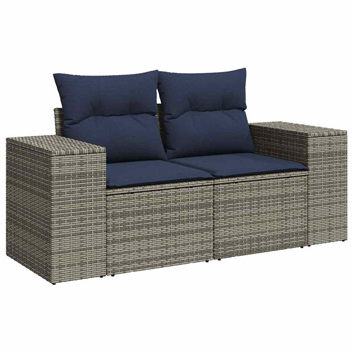 sofasæt til haven 7 dele med hynder polyrattan akacietræ grå