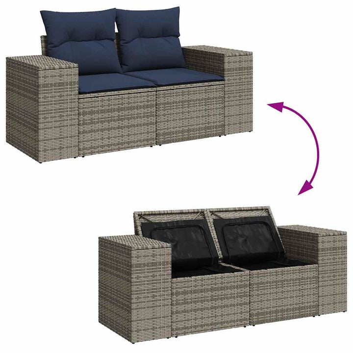 sofasæt til haven 8 dele med hynder polyrattan akacietræ grå