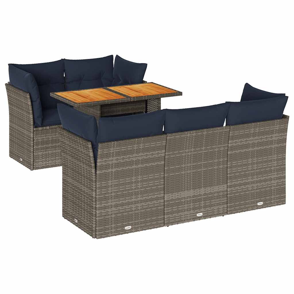 sofasæt til haven 6 dele med hynder polyrattan grå