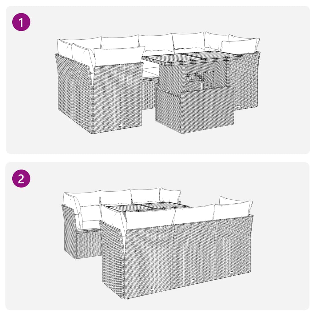 sofasæt til haven 7 dele med hynder polyrattan sort