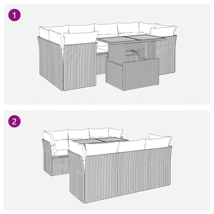 sofasæt til haven 7 dele med hynder polyrattan sort