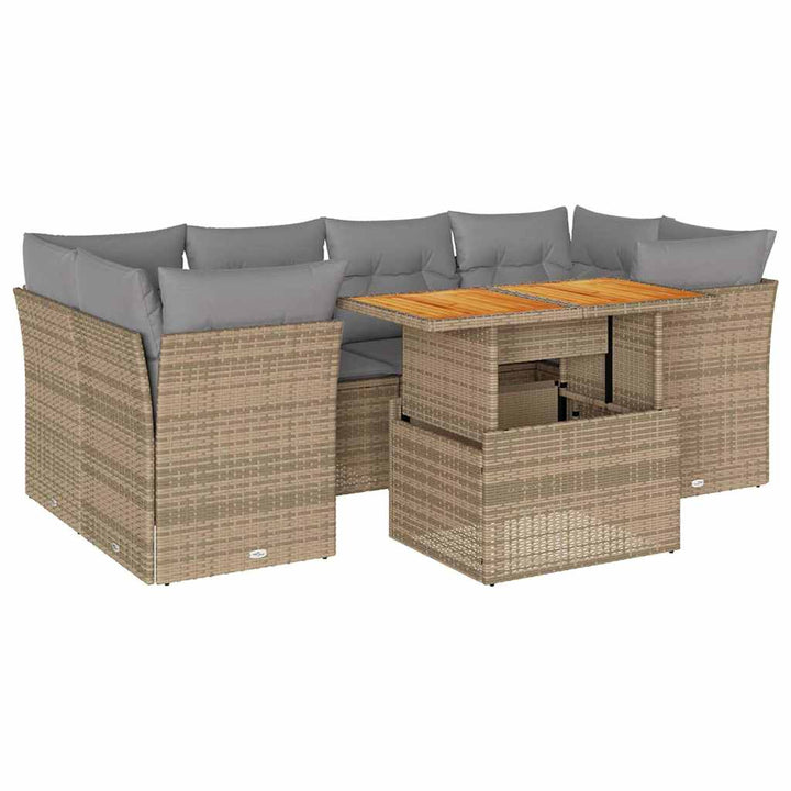 sofasæt til haven 7 dele med hynder polyrattan beige