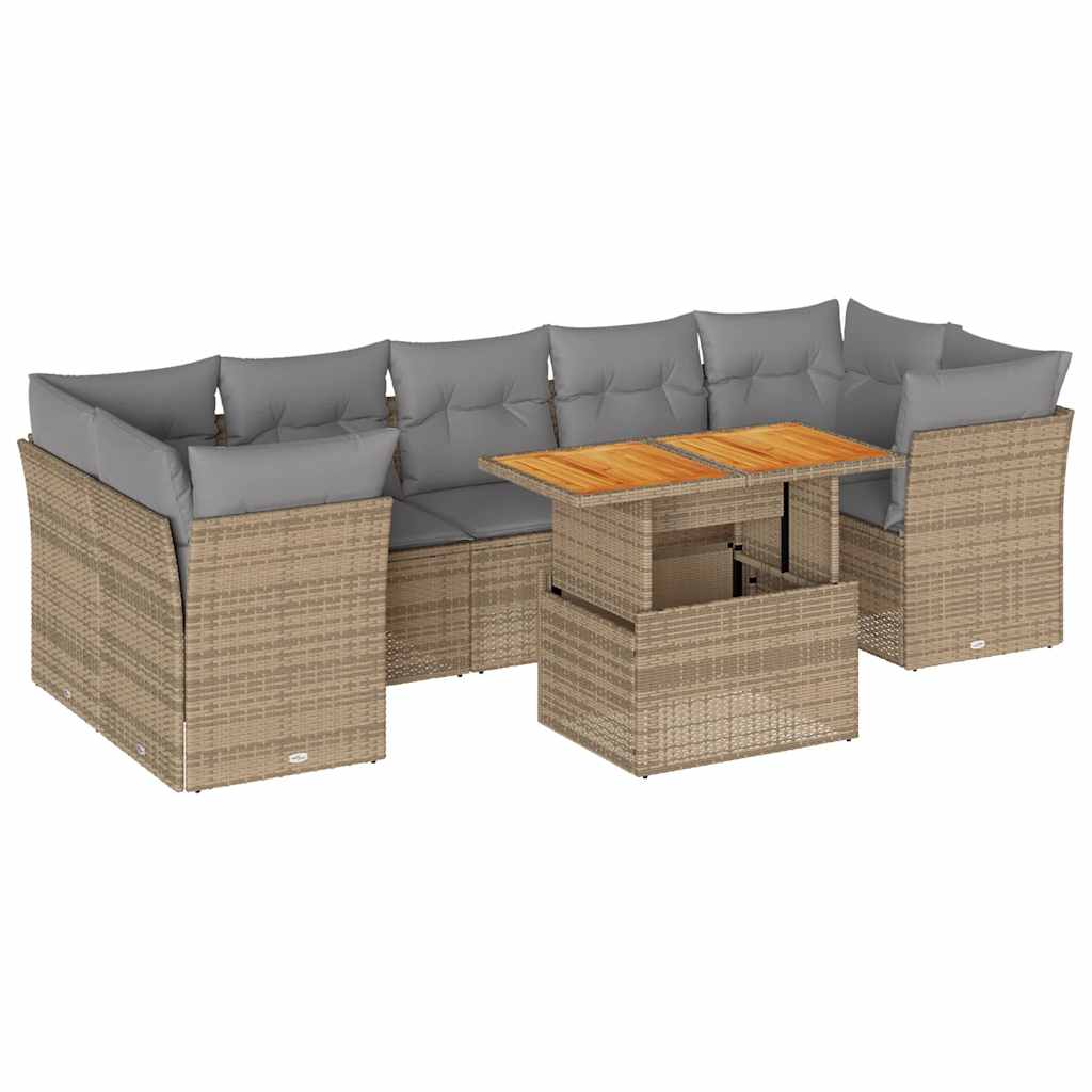 sofasæt til haven 8 dele med hynder polyrattan beige