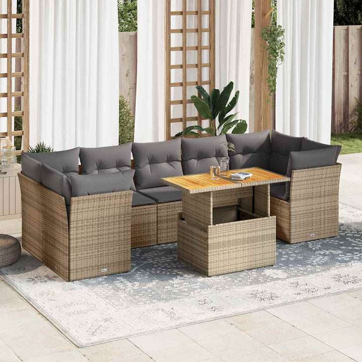 sofasæt til haven 8 dele med hynder polyrattan beige