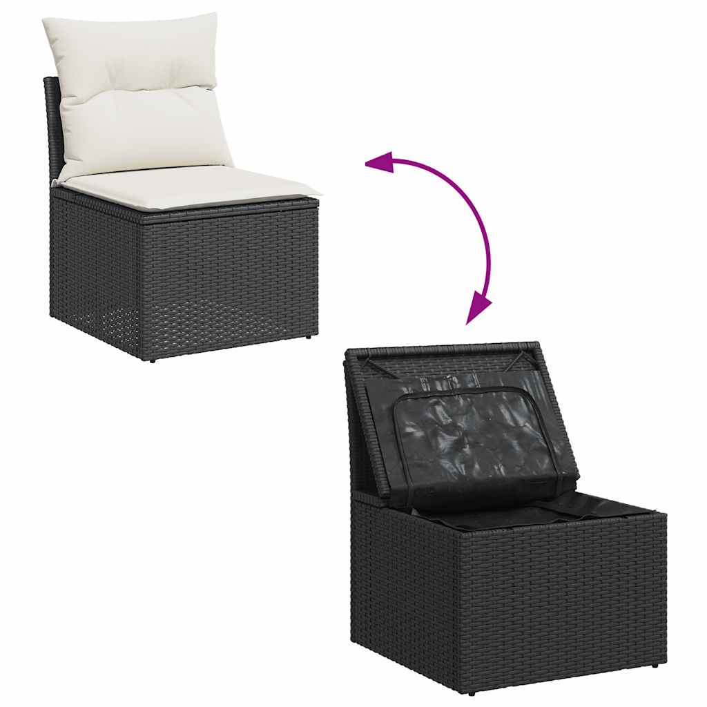 sofasæt til haven 7 dele med hynder polyrattan sort
