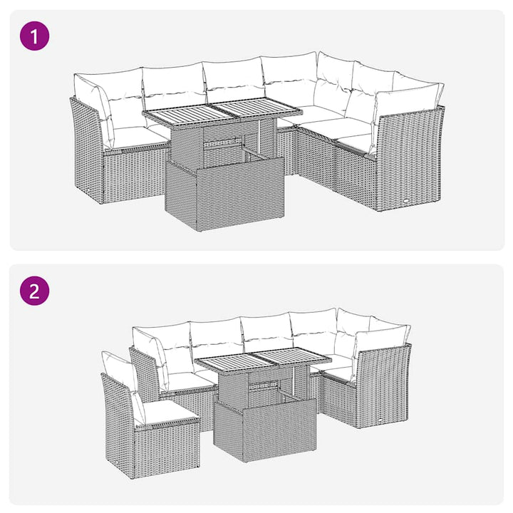 sofasæt til haven 7 dele med hynder polyrattan sort