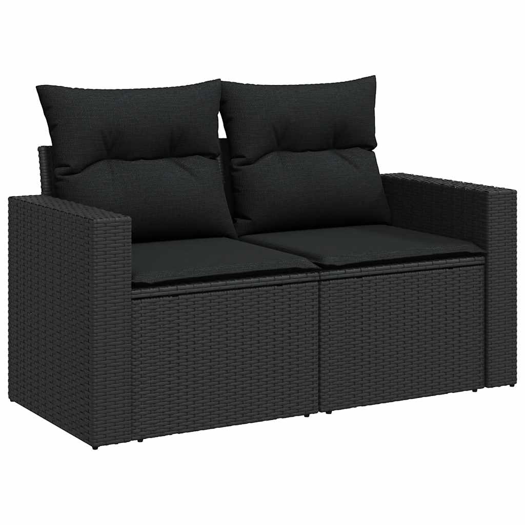 sofasæt til haven 7 dele med hynder polyrattan sort