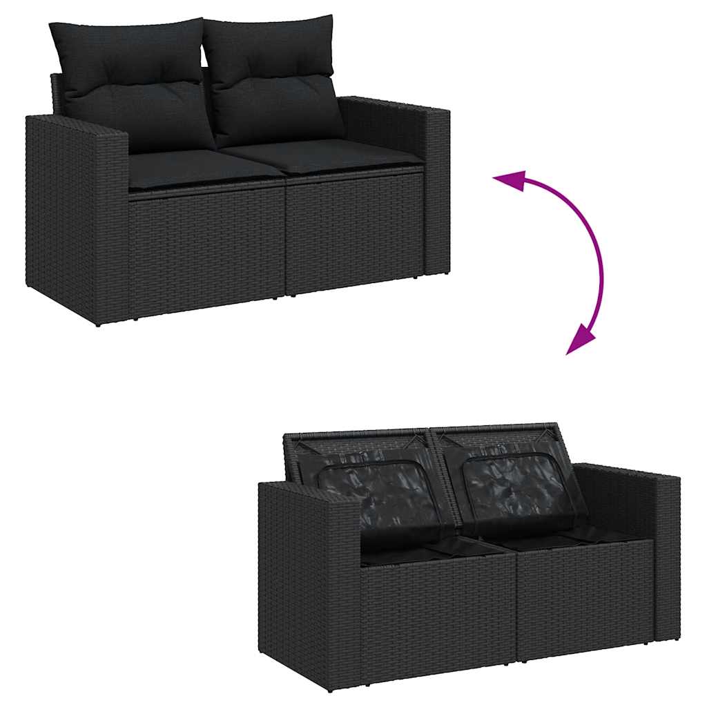 sofasæt til haven 7 dele med hynder polyrattan sort