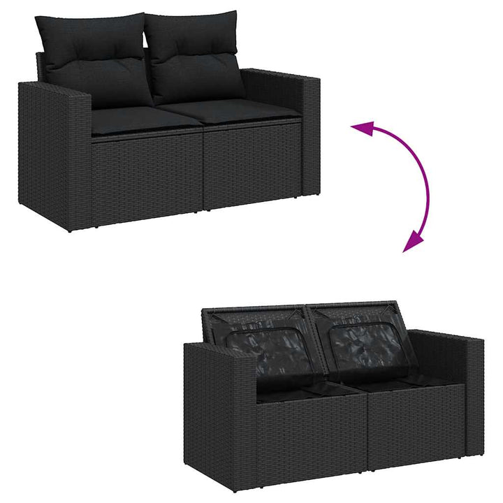sofasæt til haven 7 dele med hynder polyrattan sort