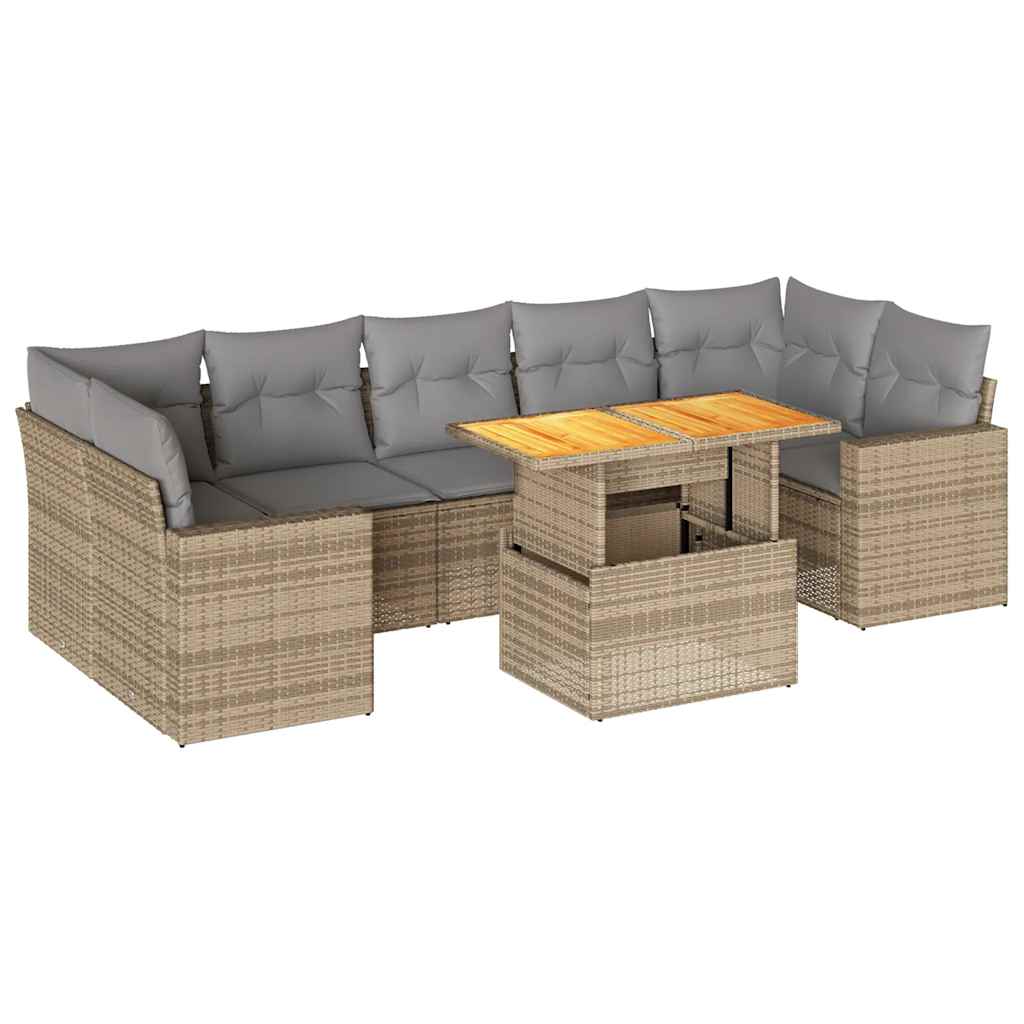 sofasæt til haven 8 dele med hynder polyrattan beige