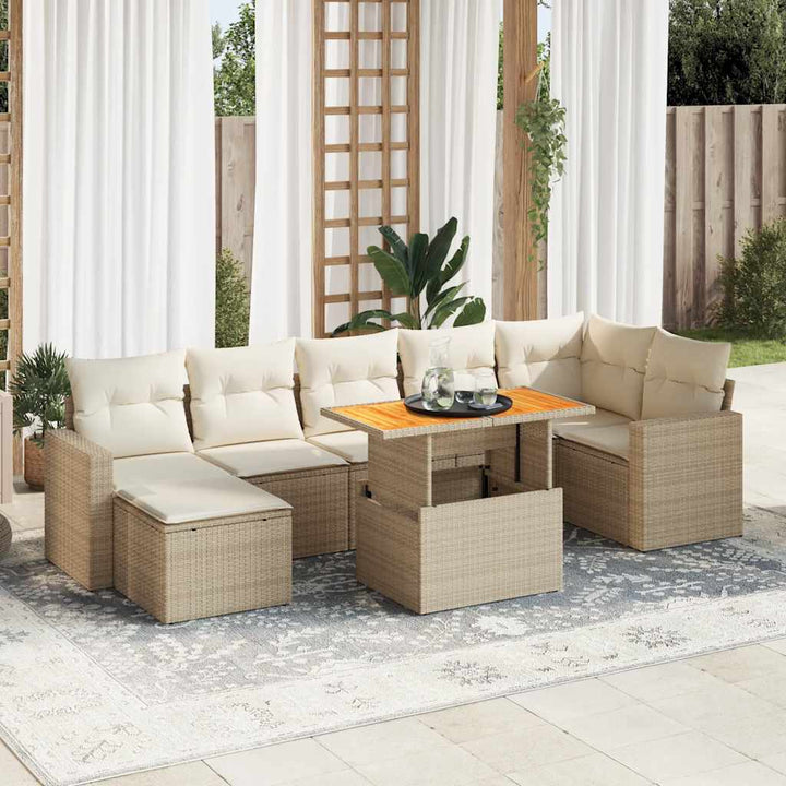 sofasæt til haven 8 dele med hynder polyrattan beige