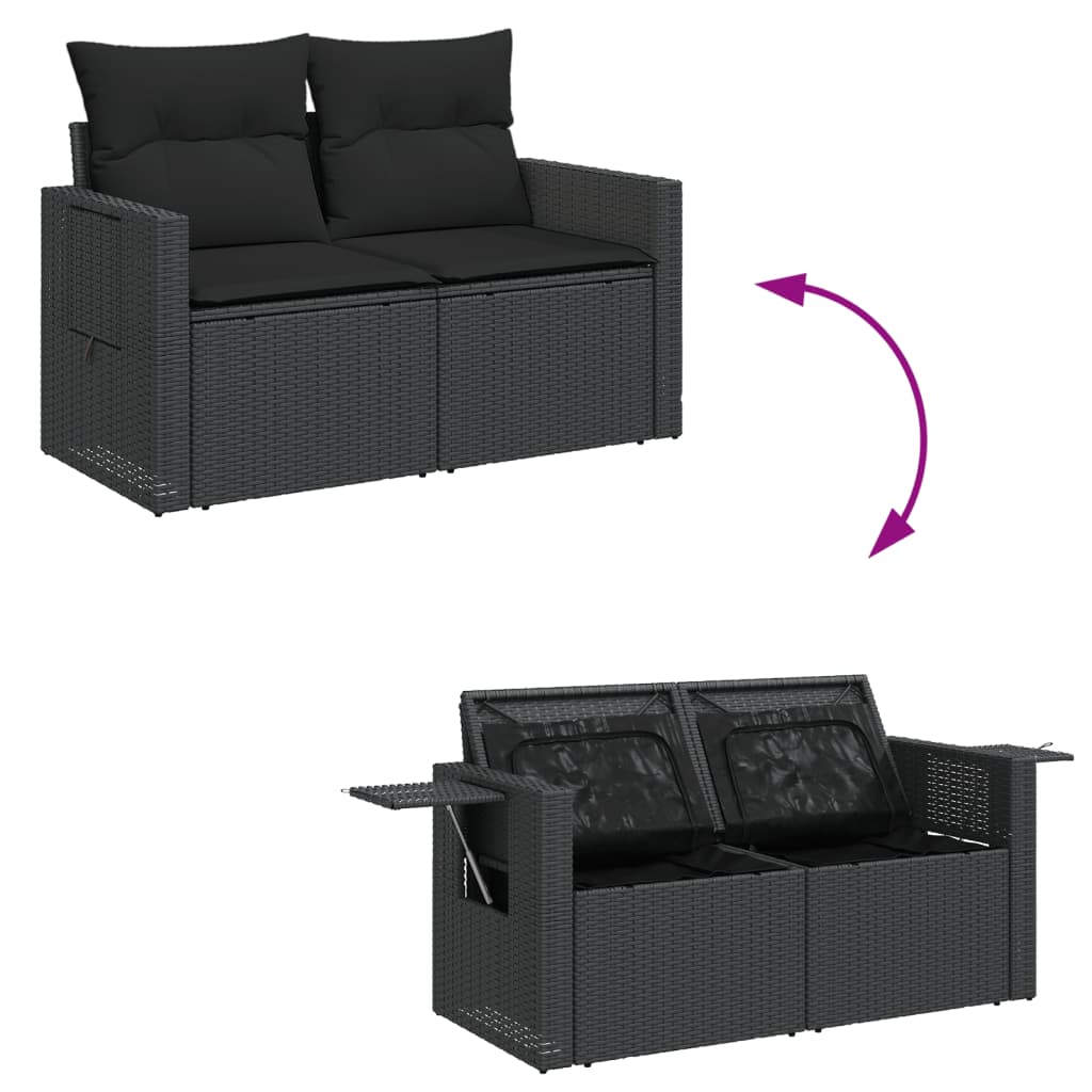 sofasæt til haven 7 dele med hynder polyrattan sort