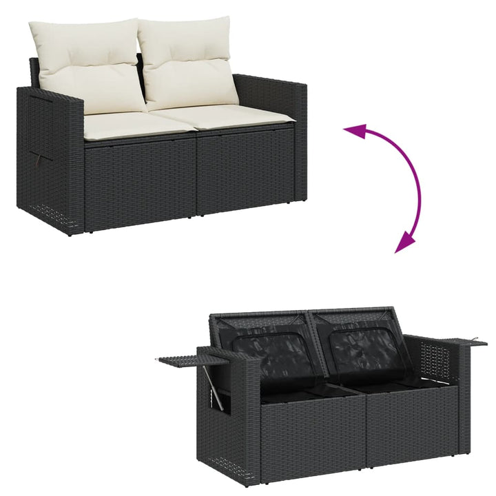 sofasæt til haven 7 dele med hynder polyrattan sort